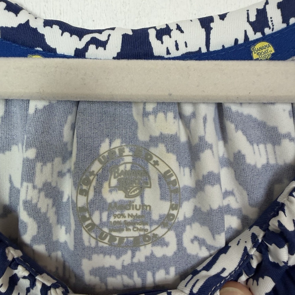 Banana Boat Blue Tropical Floral Beach Dress UPF 50 Swim Travel Island Coastal M - Picture 9 of 13
